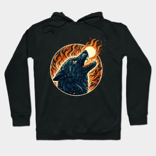 Full Moon Wolf of Fire Hoodie